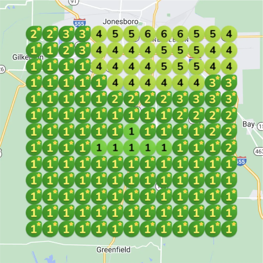 Contractor local rank grid after