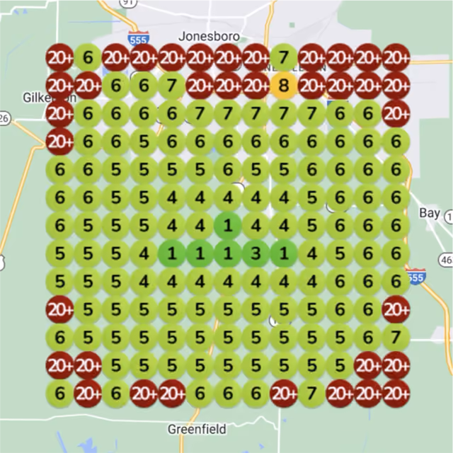 Contractor local rank grid before